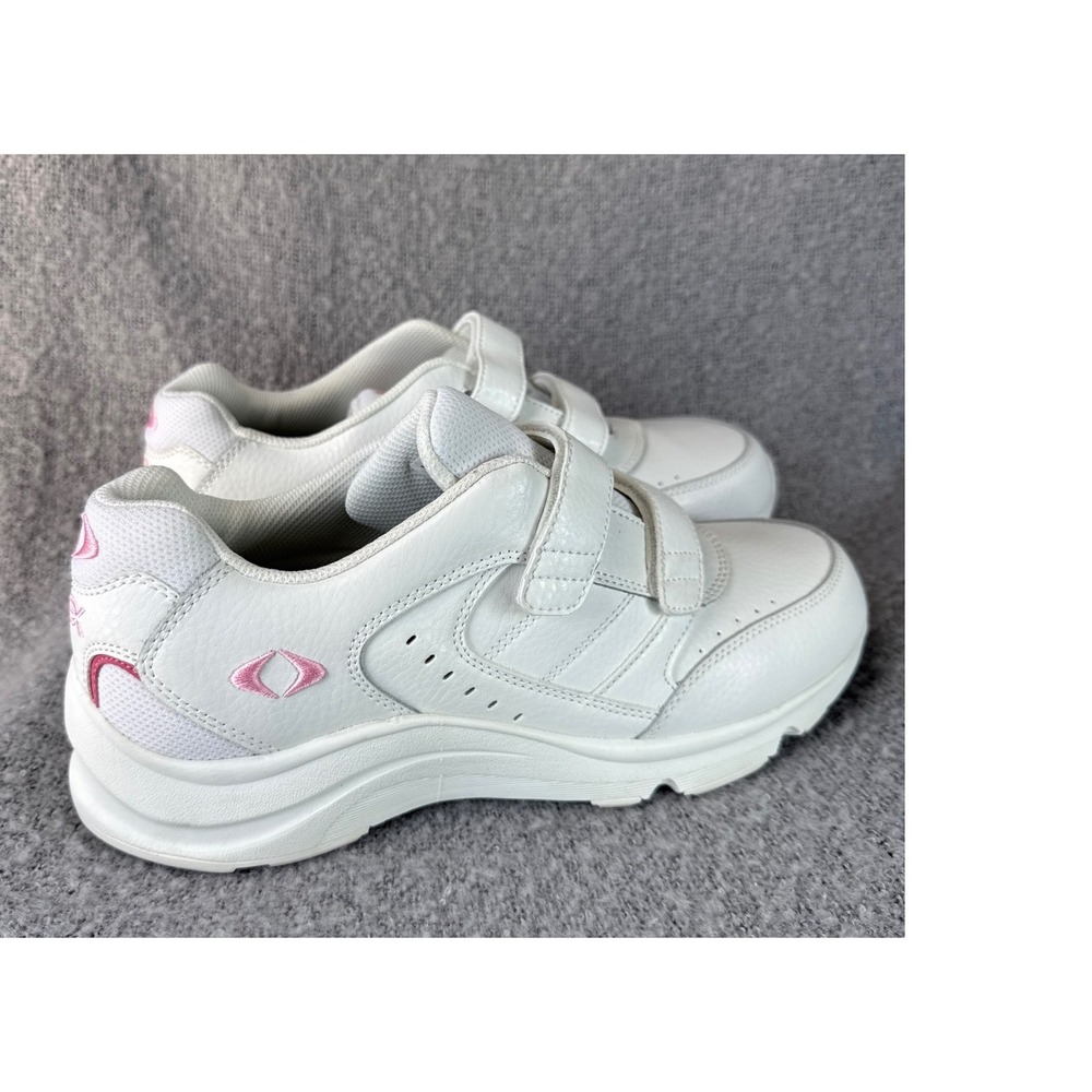 Apex V952 Double Strap Walker Womens White Leather Shoes Size 12 Wide Stability